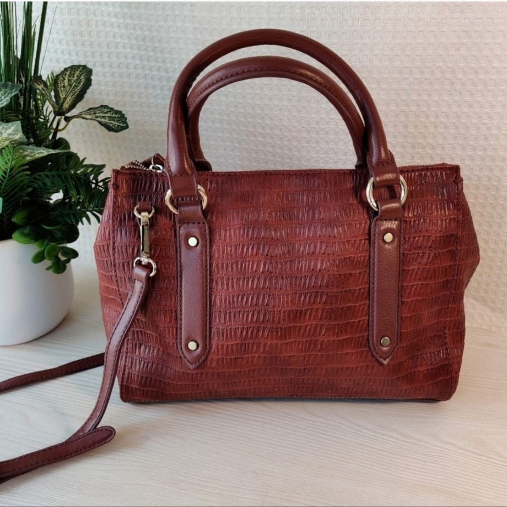 Liz Claiborne Rust-brown-orange Textured Handbag